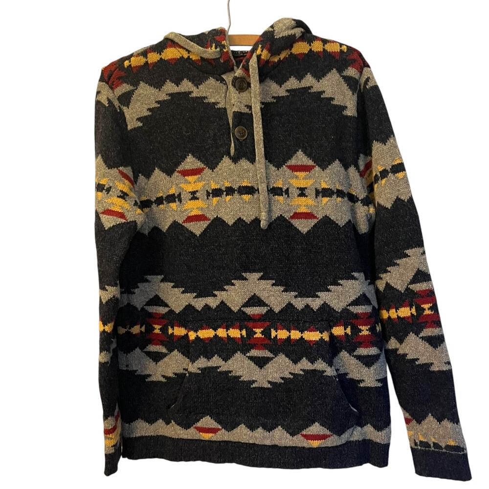 American Eagle Aztec Southwestern Print Pullover Hooded Sweater Geometric Size S
